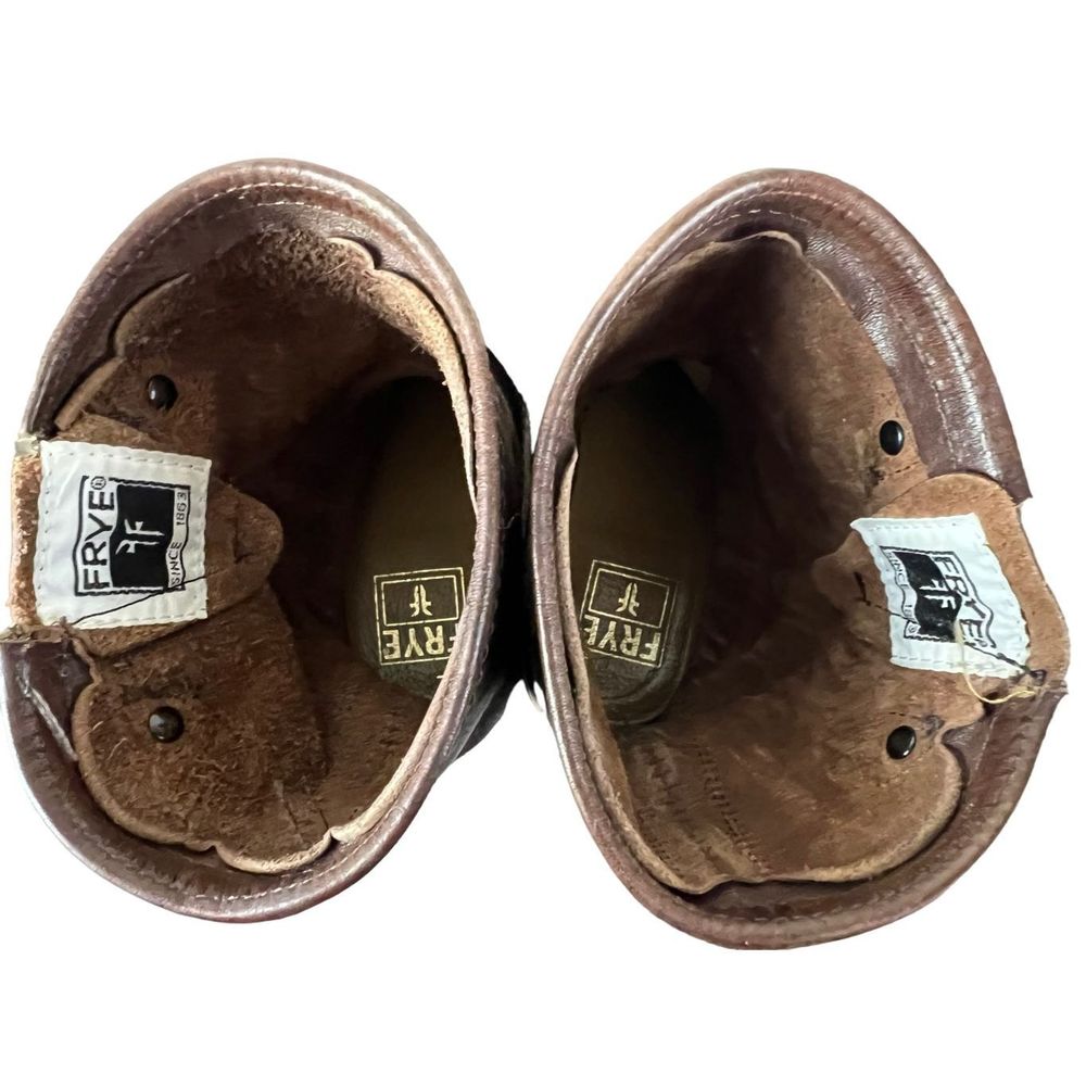 Frye Veronica Short Slouchy Brown Leather Buckle Boot Size 8 - Picture 7 of 10